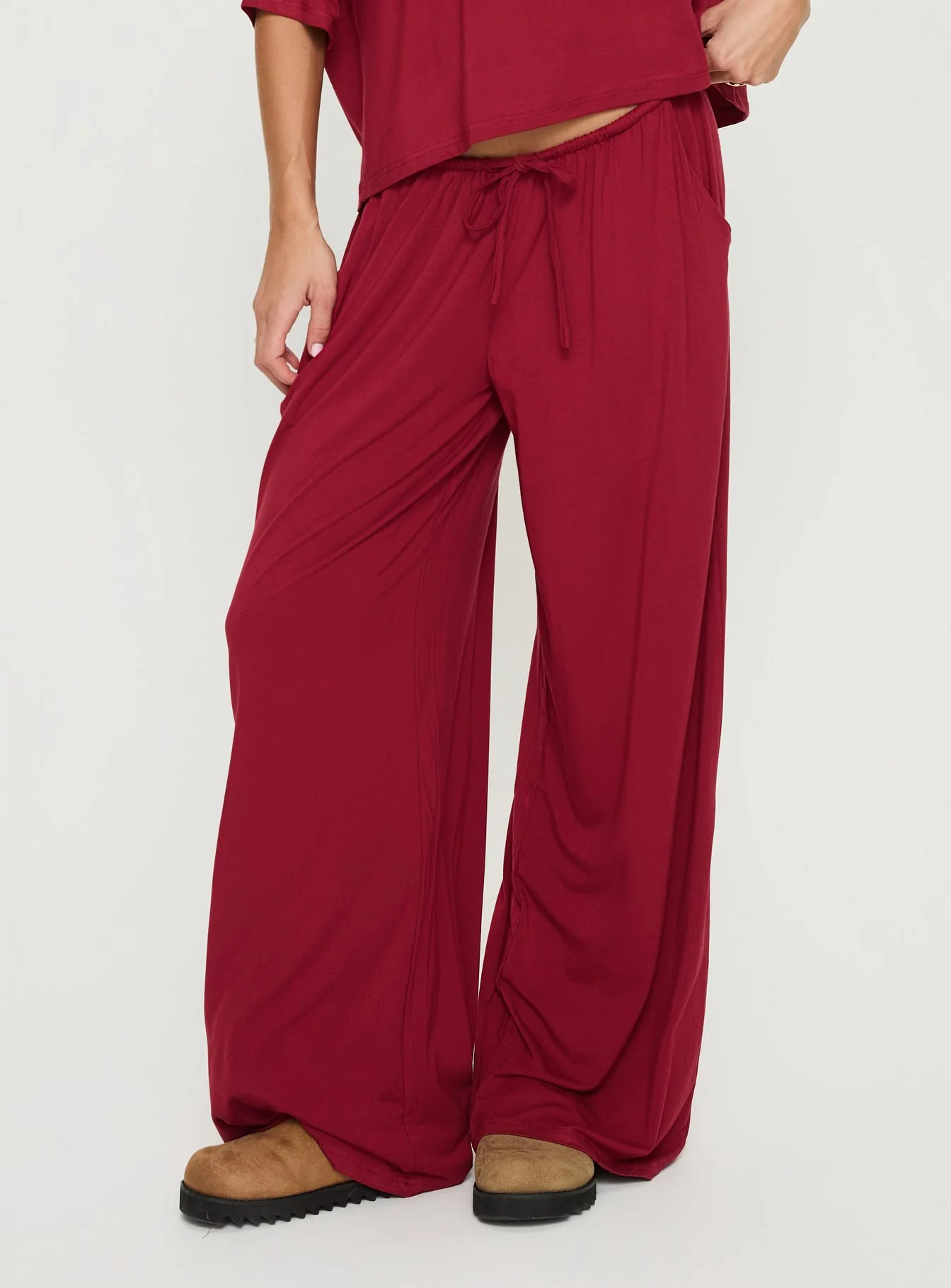 Cozy Hour Sleep Relaxed Pants Red