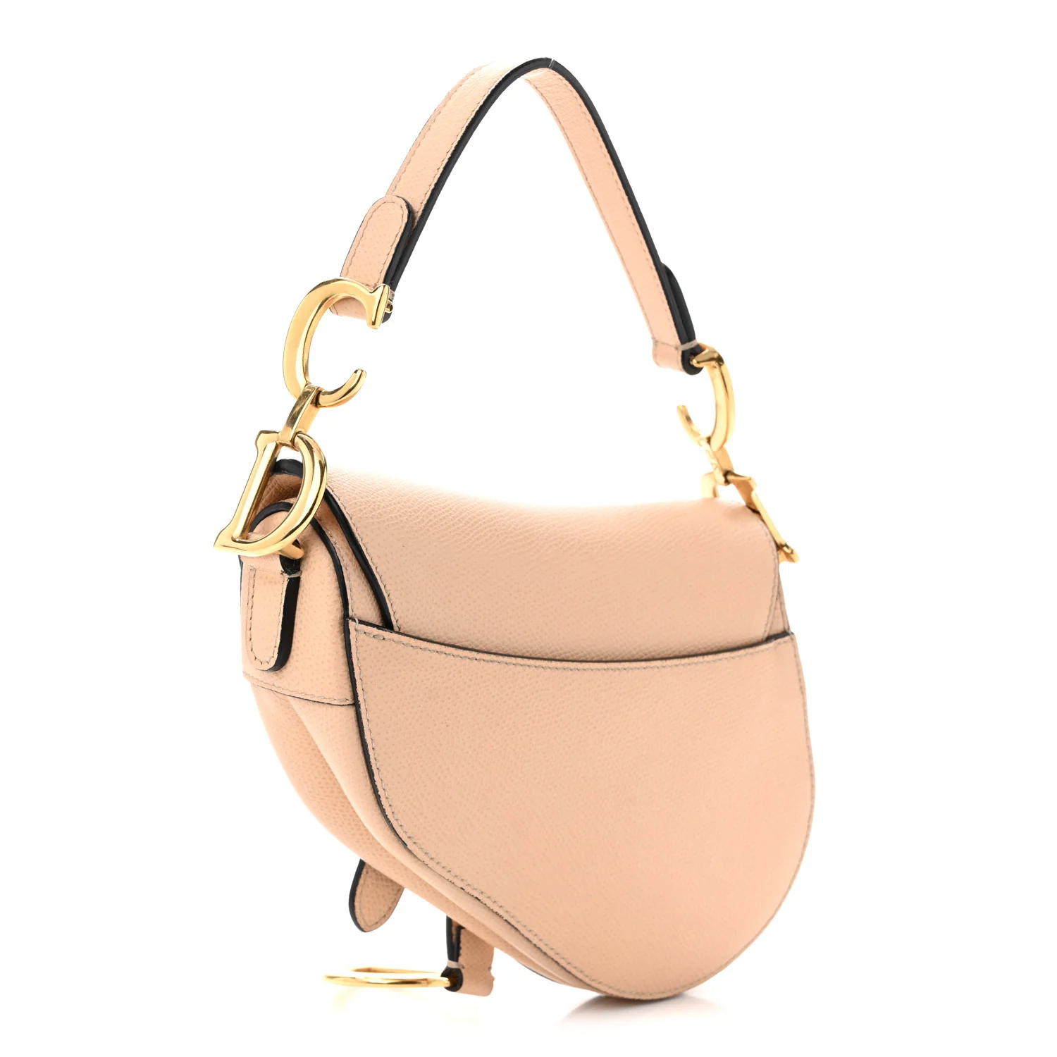Grained Calfskin Mini Saddle Bag Beige - Top Club