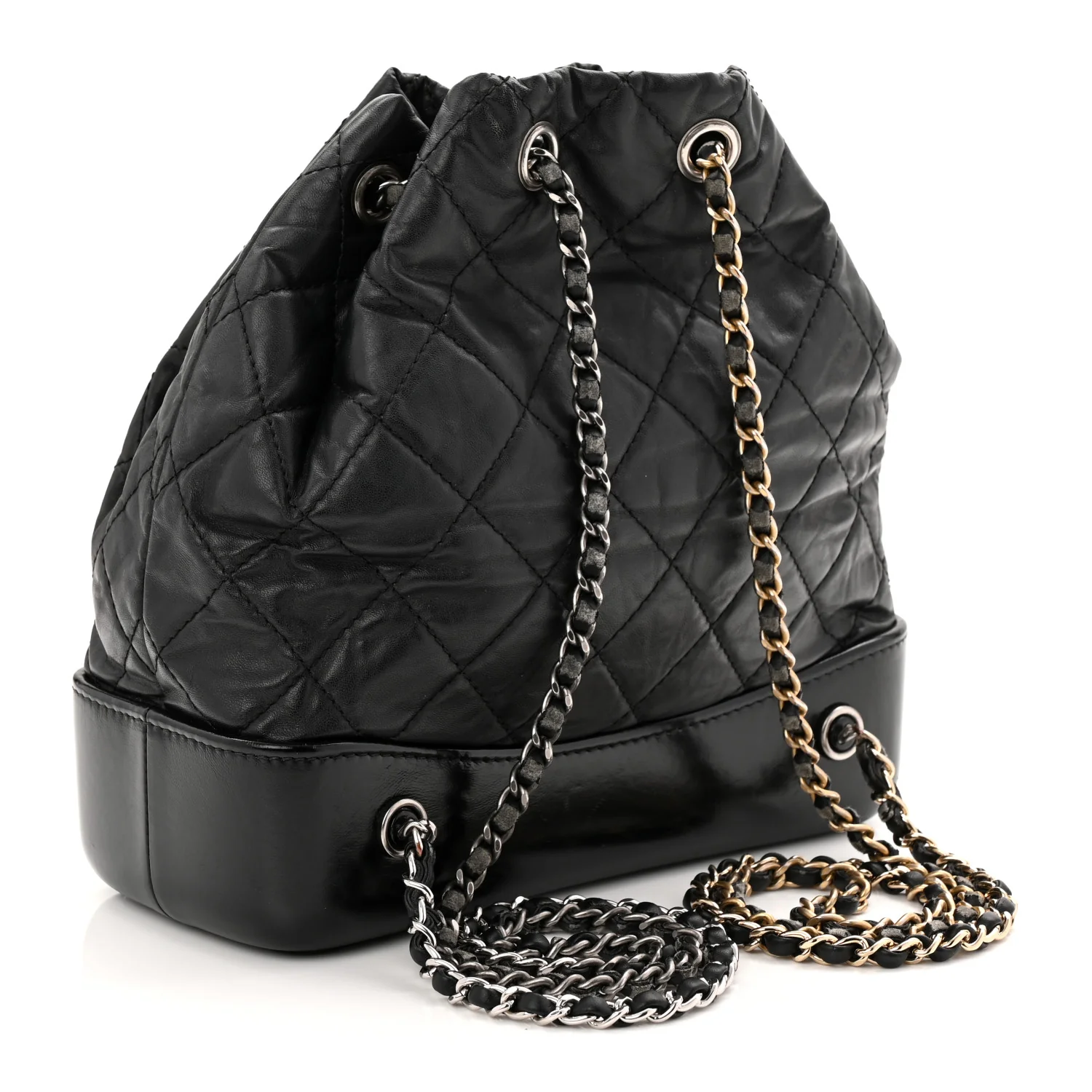 Aged Calfskin Quilted Small Gabrielle Backpack Black - Top Club