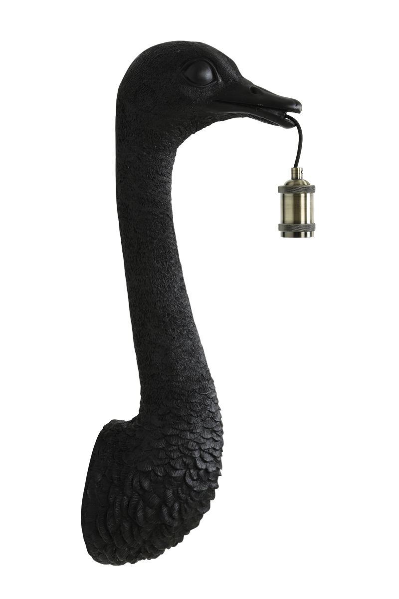 Wandlamp Ostrich mat zwart