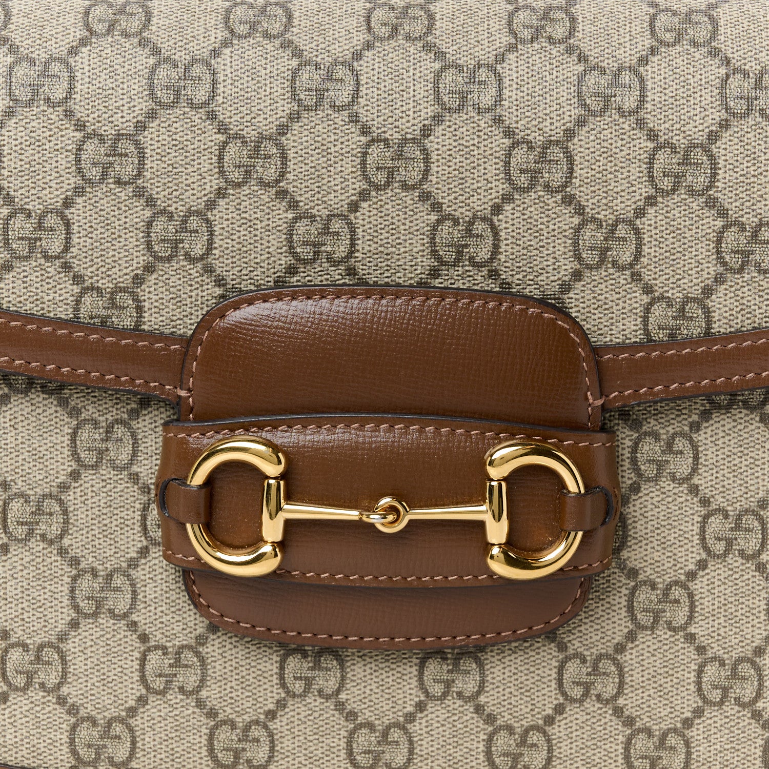 GG Supreme Monogram Azalea Calfskin Horsebit 1955 Shoulder Bag Beige Brown Sugar - Top Club