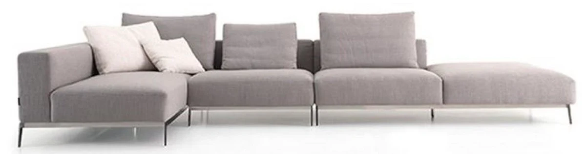Luxury sofa gray / silver 400 x 178 x H. 56 cm - Adjustable living room corner sofa - Luxury living room furniture