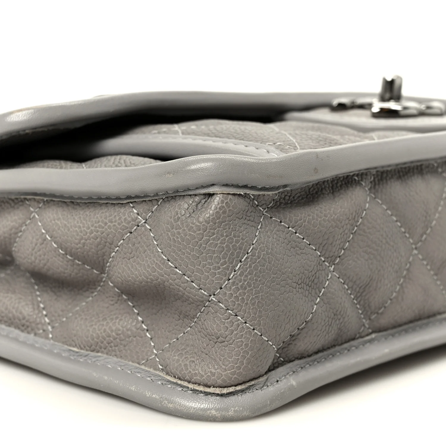 Caviar Quilted Medium French Riviera Flap Light Grey - Top Club
