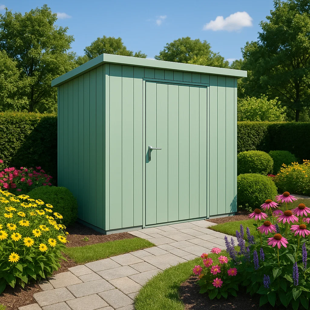 Green steel outdoor garden shed 210 x 190 x 215 cm UHErXTr187eC