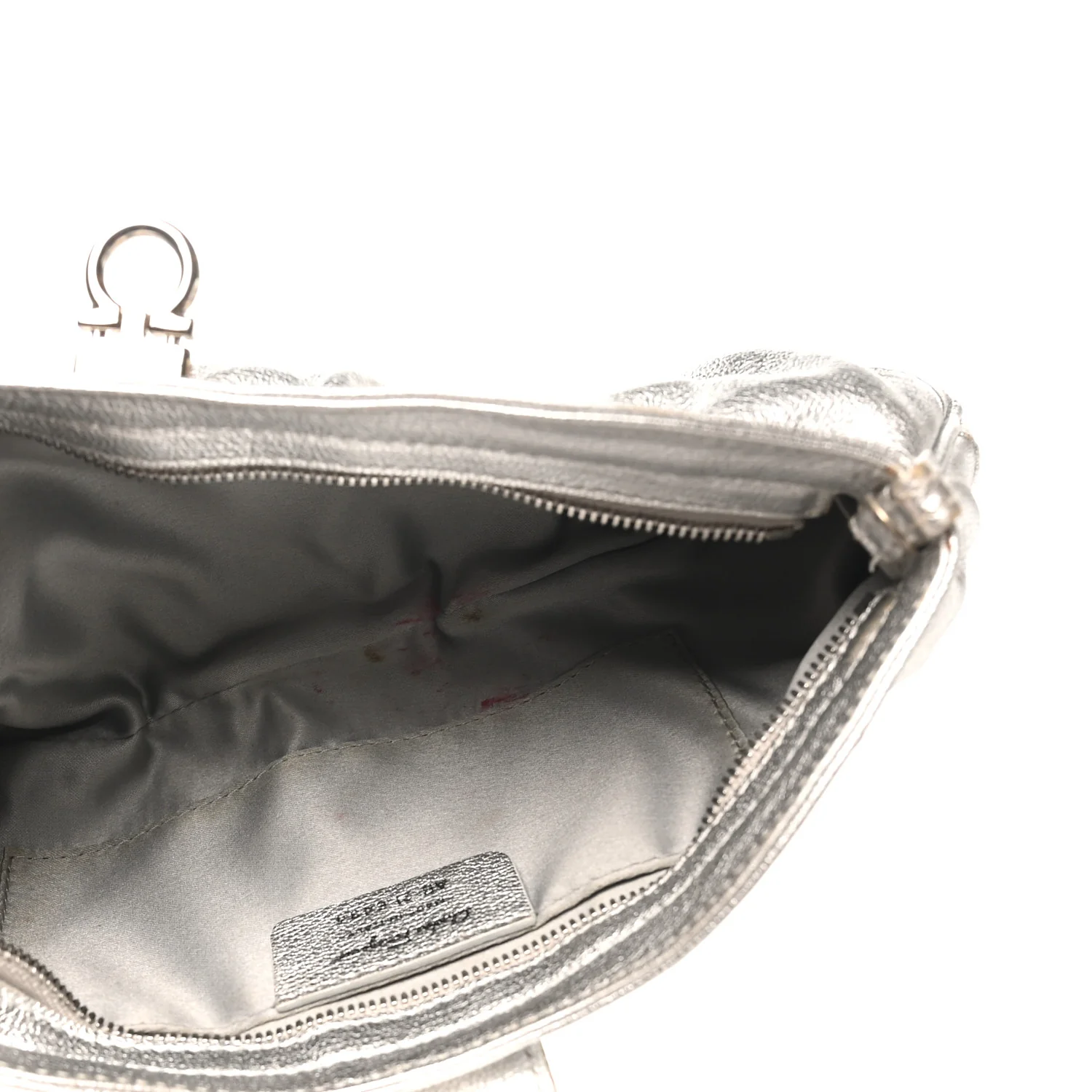 Metallic Calfskin Small Gancini Clutch Silver - Top Club
