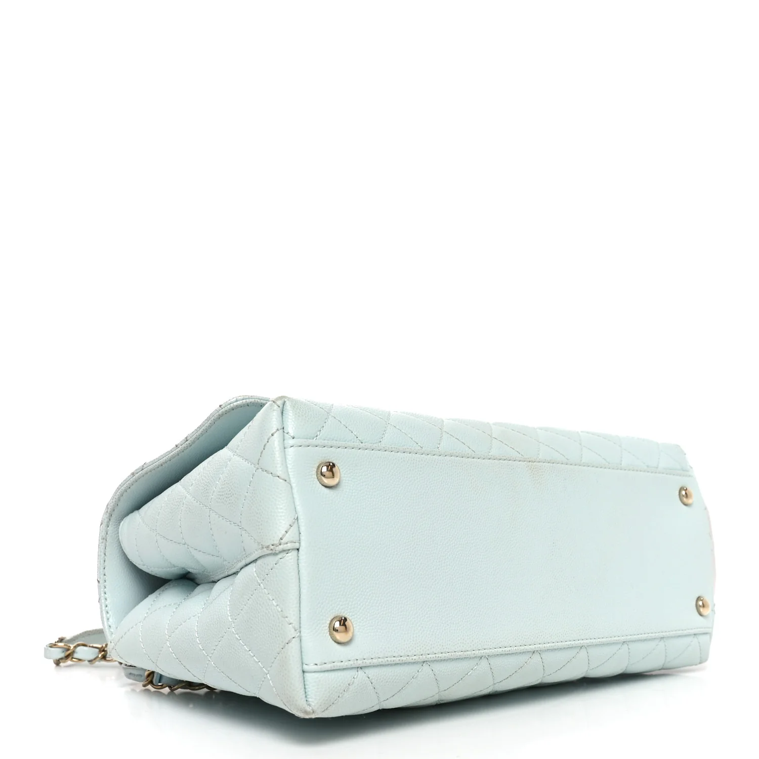 Caviar Quilted Small Coco Handle Flap Light Blue - Top Club
