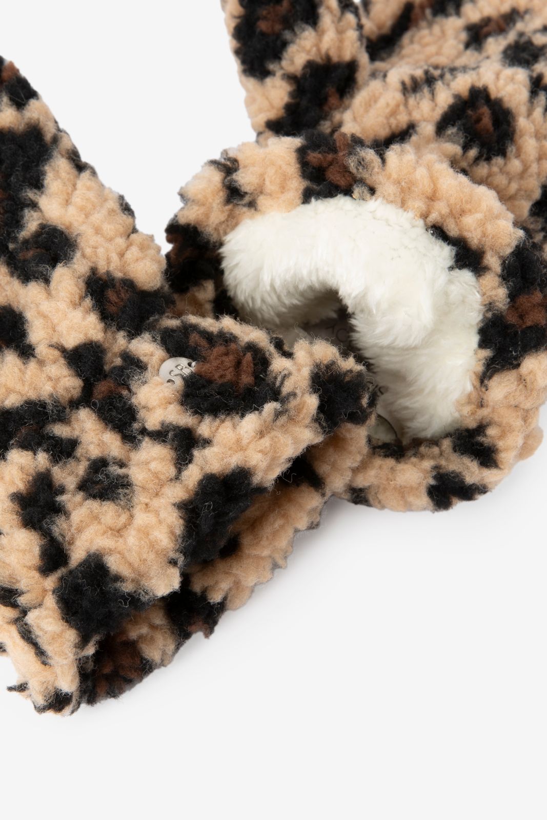 Bruine teddy wanten met leopard print