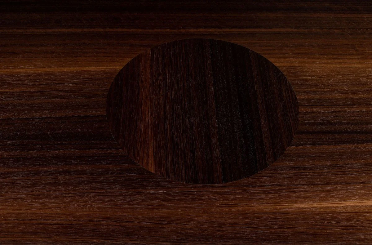 Luxury eucalyptus veneer dining table dark brown Ø 120 x H. 76 cm - Round kitchen table - Solid wood dining room table - Luxury dining room furniture