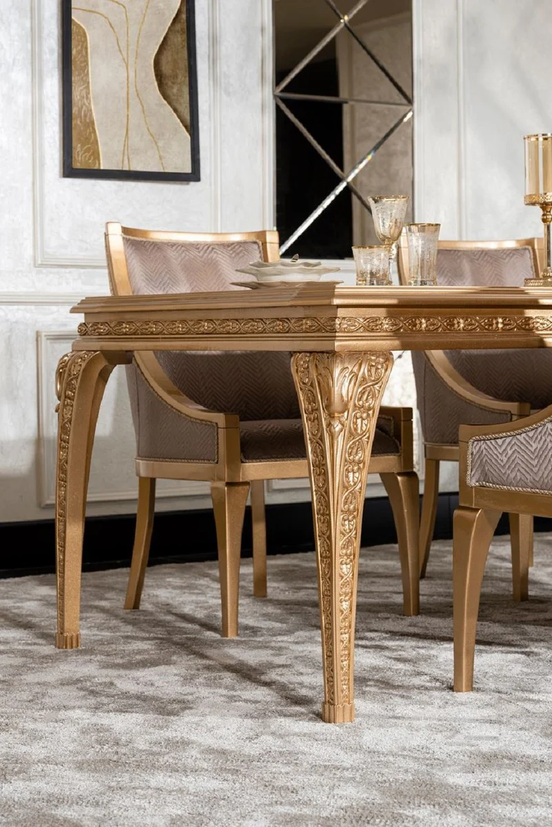 Luxury Baroque Dining Table Gold - Rectangular Baroque Style Kitchen Table - Luxury Dining Room Furniture in Baroque Style - Baroque Dining Room Furniture - Baroque Furnishings