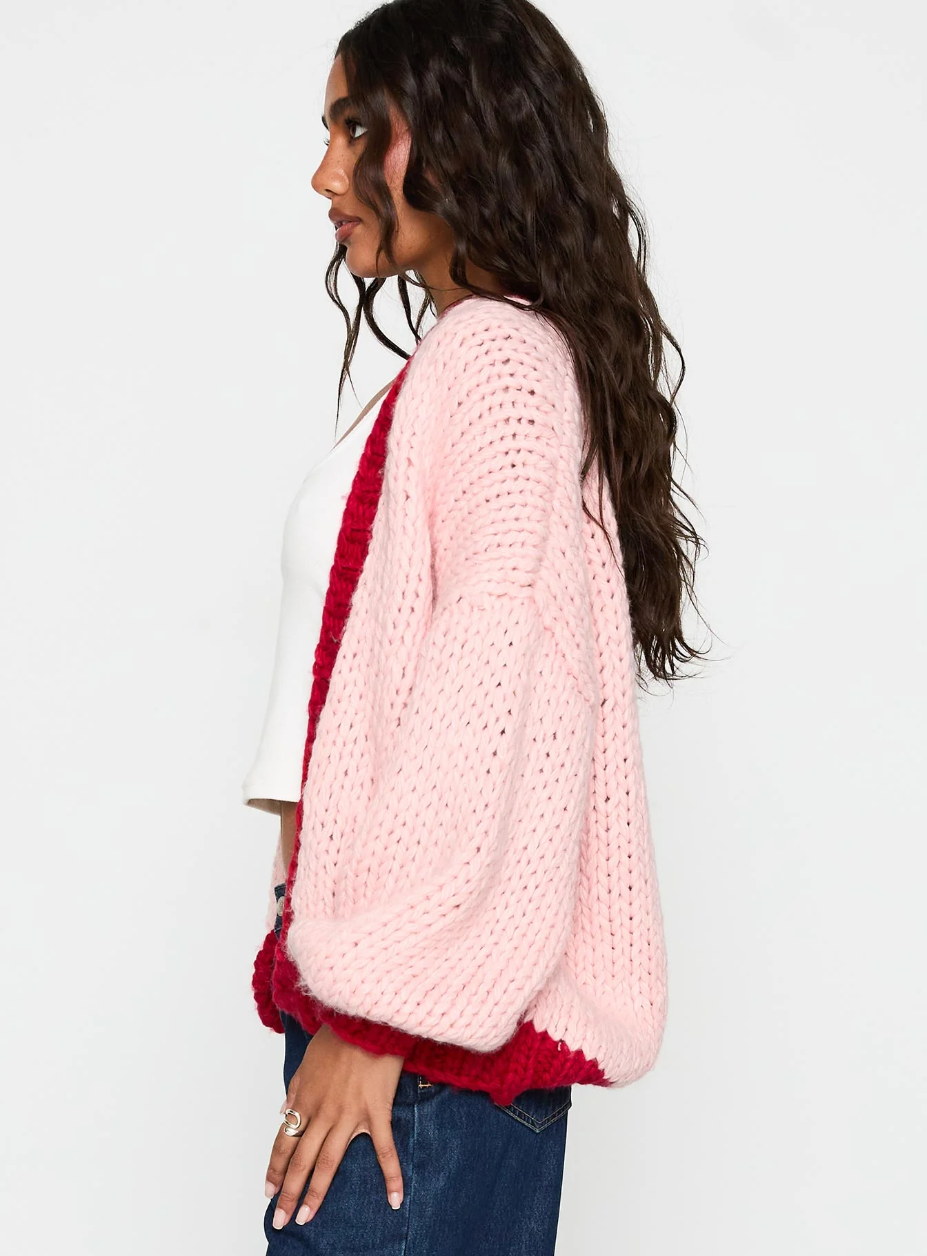 Lester Knit Cardigan Pink / Red