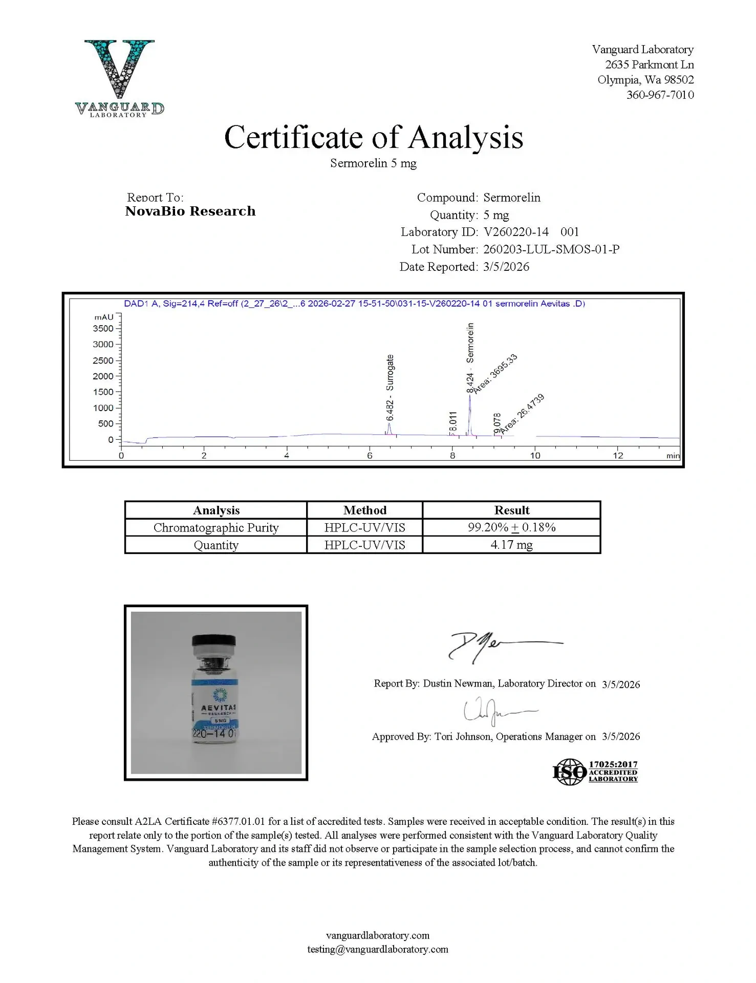 SMO5 | Sermorelin Acetate 5mg × 10 Vials