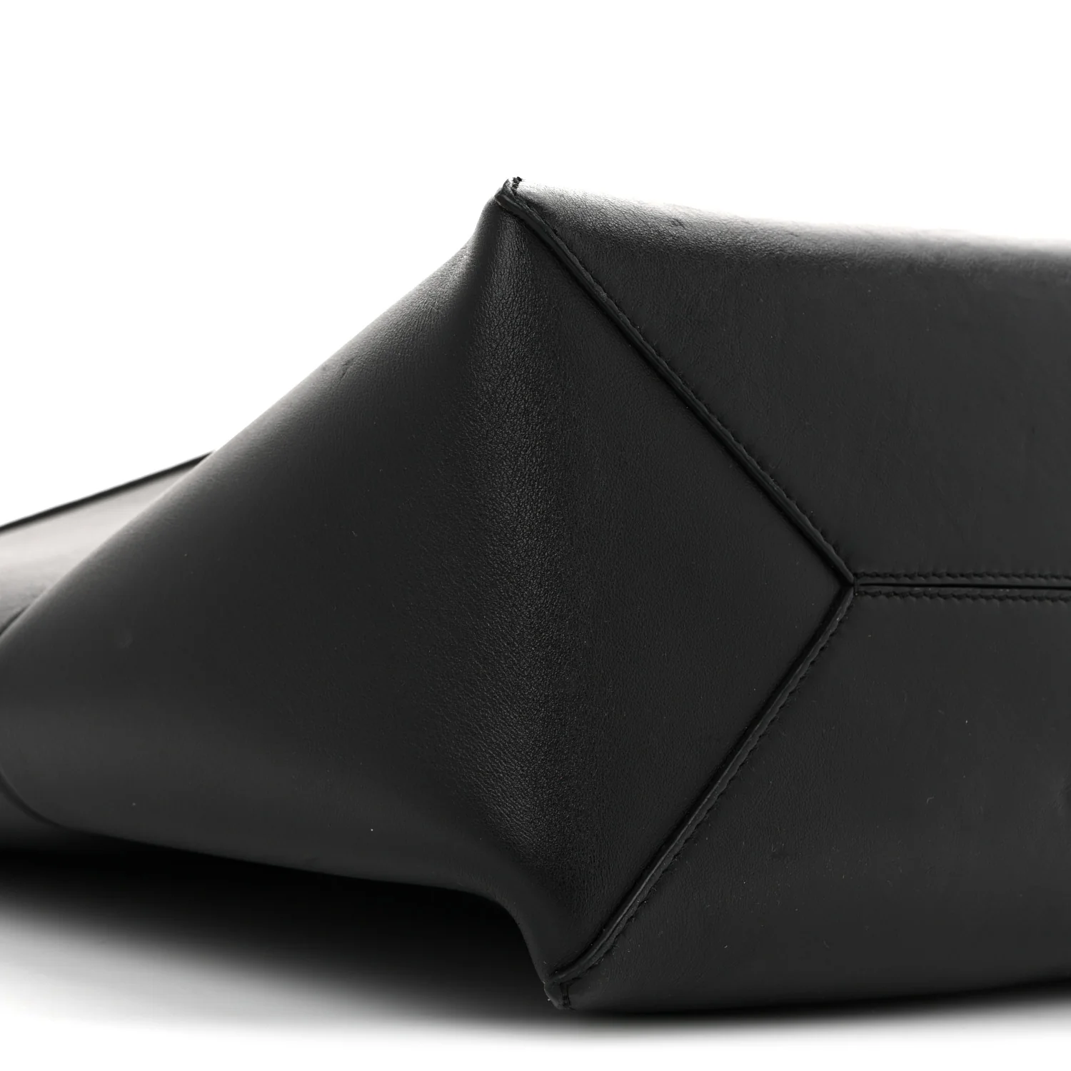 Shiny Calfskin Medium Puzzle Fold Tote Black - Top Club