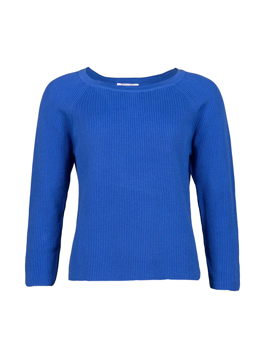Pull femme en maille perlée coton bleu atlantique
