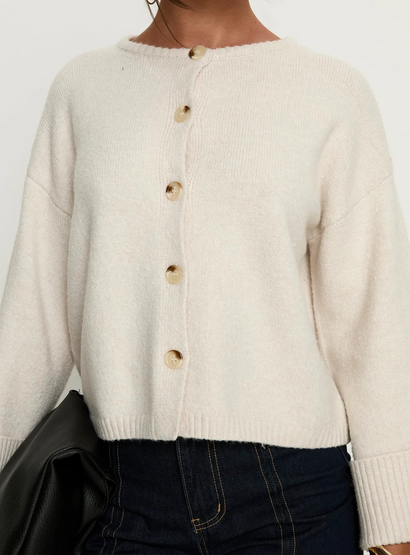 Shinead Cuffed Knit Cardigan White