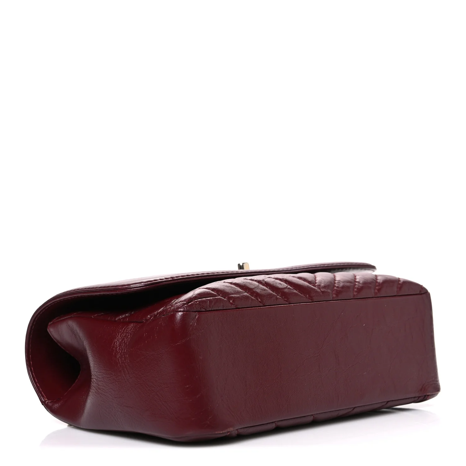Calfskin Chevron Quilted Top Handle Flap Red - Top Club