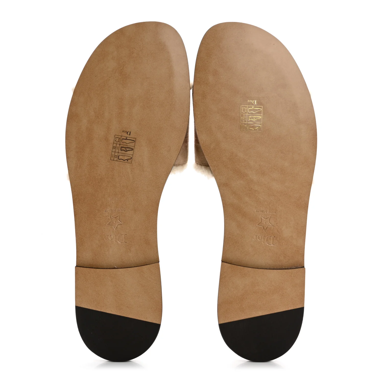 Suede Goatskin Shearling Embroidered Dway Slide Sandals 40.5 Cookie - Top Club