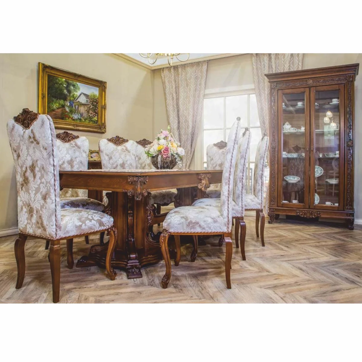 Luxury Baroque Dining Table Dark Brown 310 cm - Baroque Dining Room Furniture