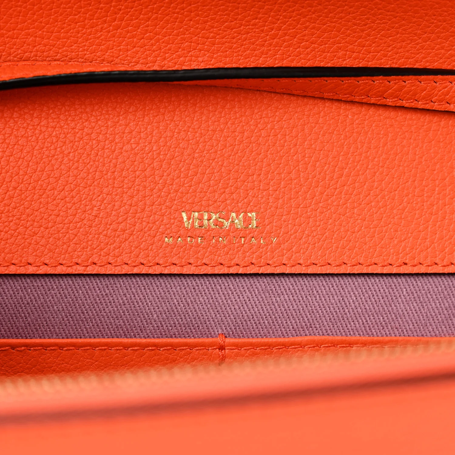 Grained Calfskin La Medusa Crossbody Bag Orange - Top Club