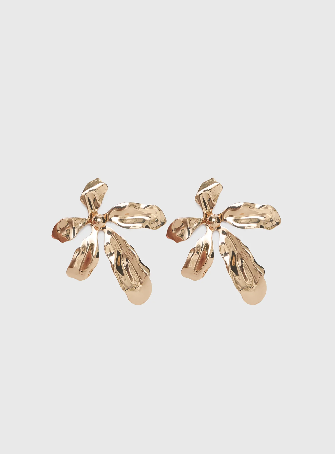 Love Is Free Flower Earrings Gold