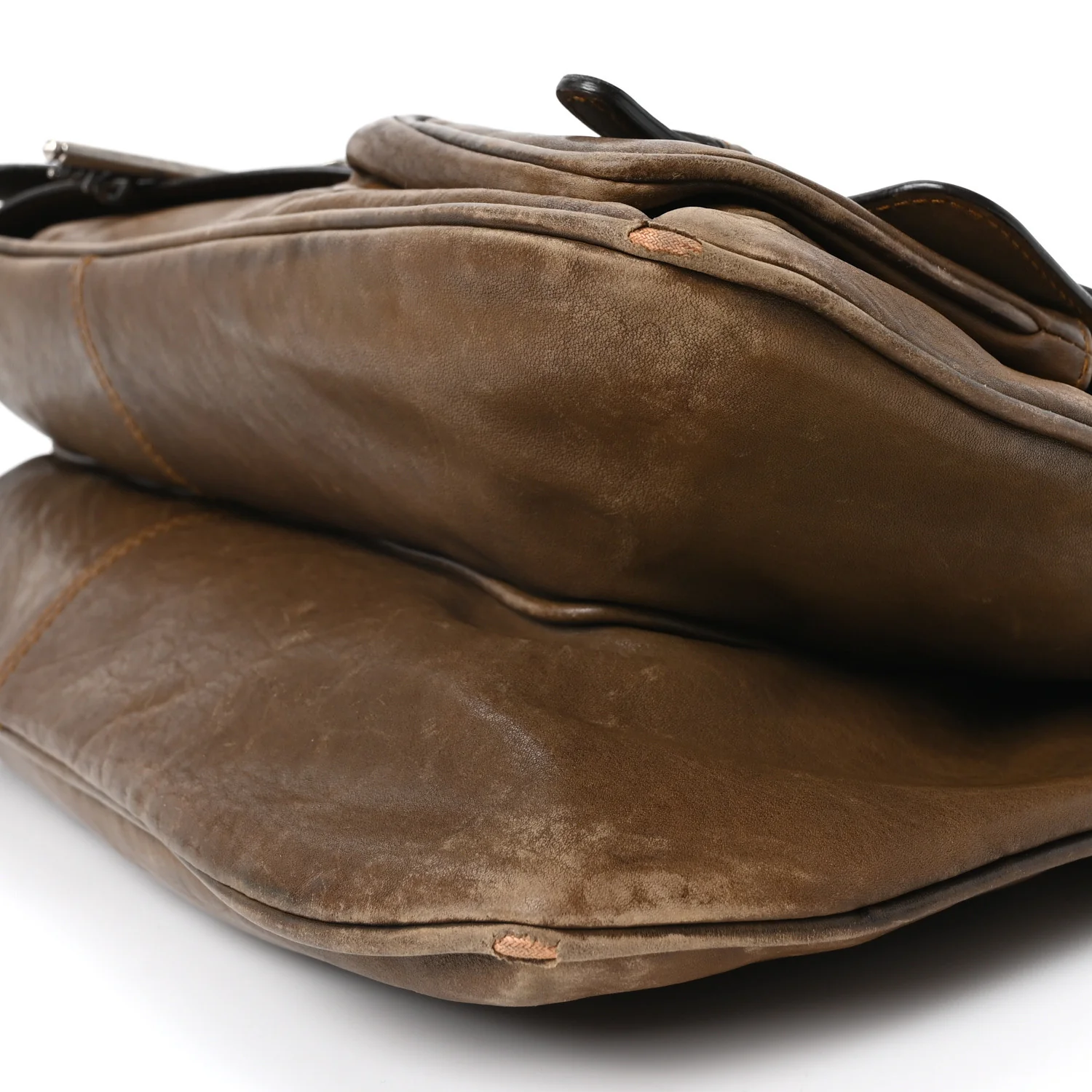 Calfskin Medium Gaucho Double Saddle Bag Brown - Top Club