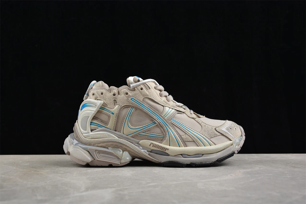 Balenciaga Women's Runner Sneaker in Taupe/Blue - Sneaker Replica Workshop