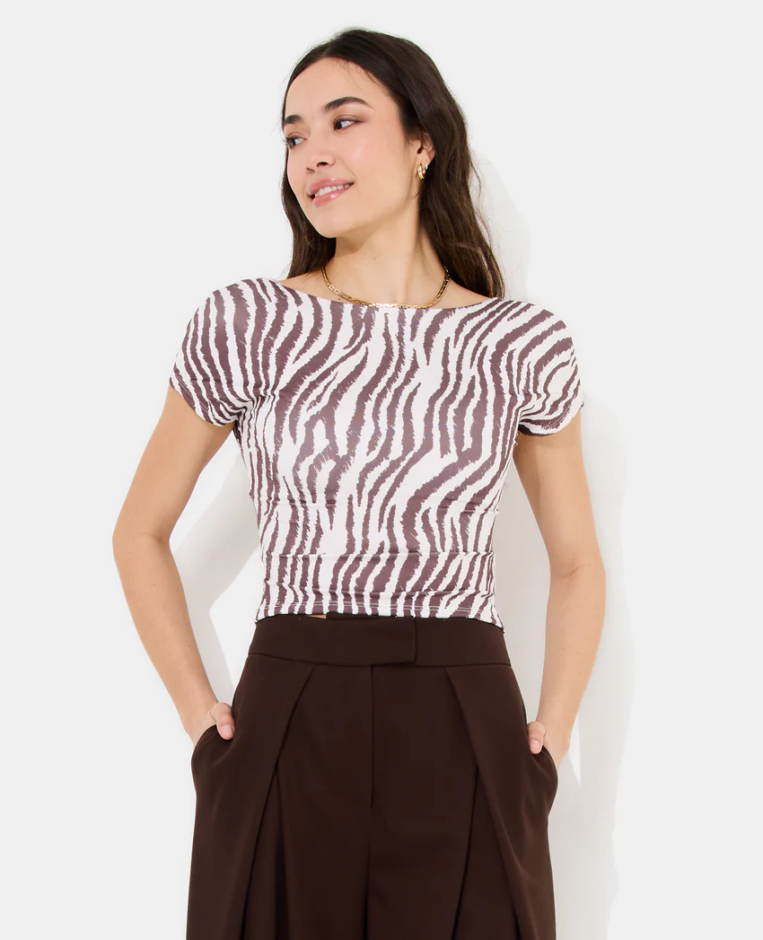 Pimkie Top court dos ouvert motif zèbre