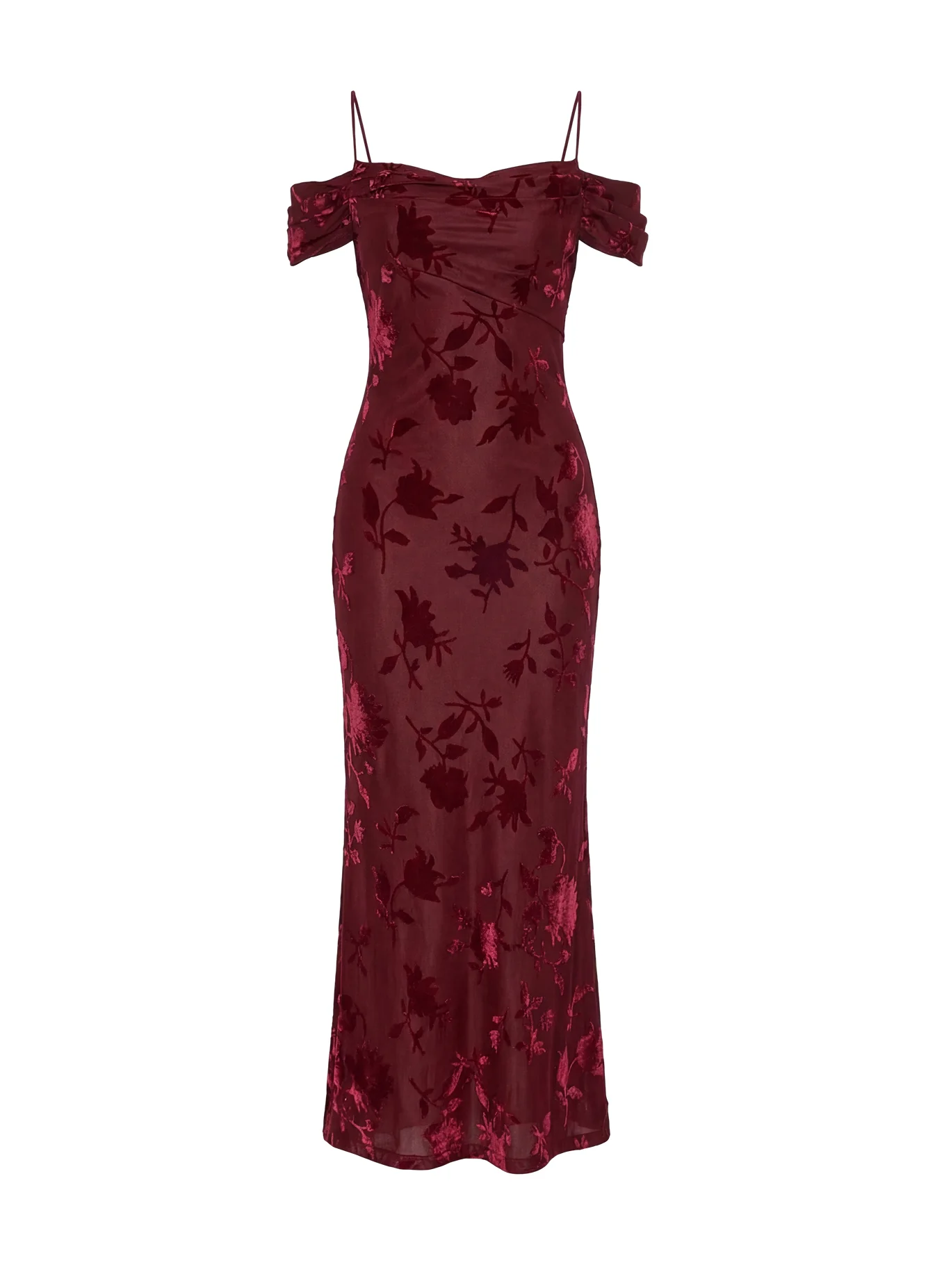Green Gables Burnout Maxi Dress Burgundy