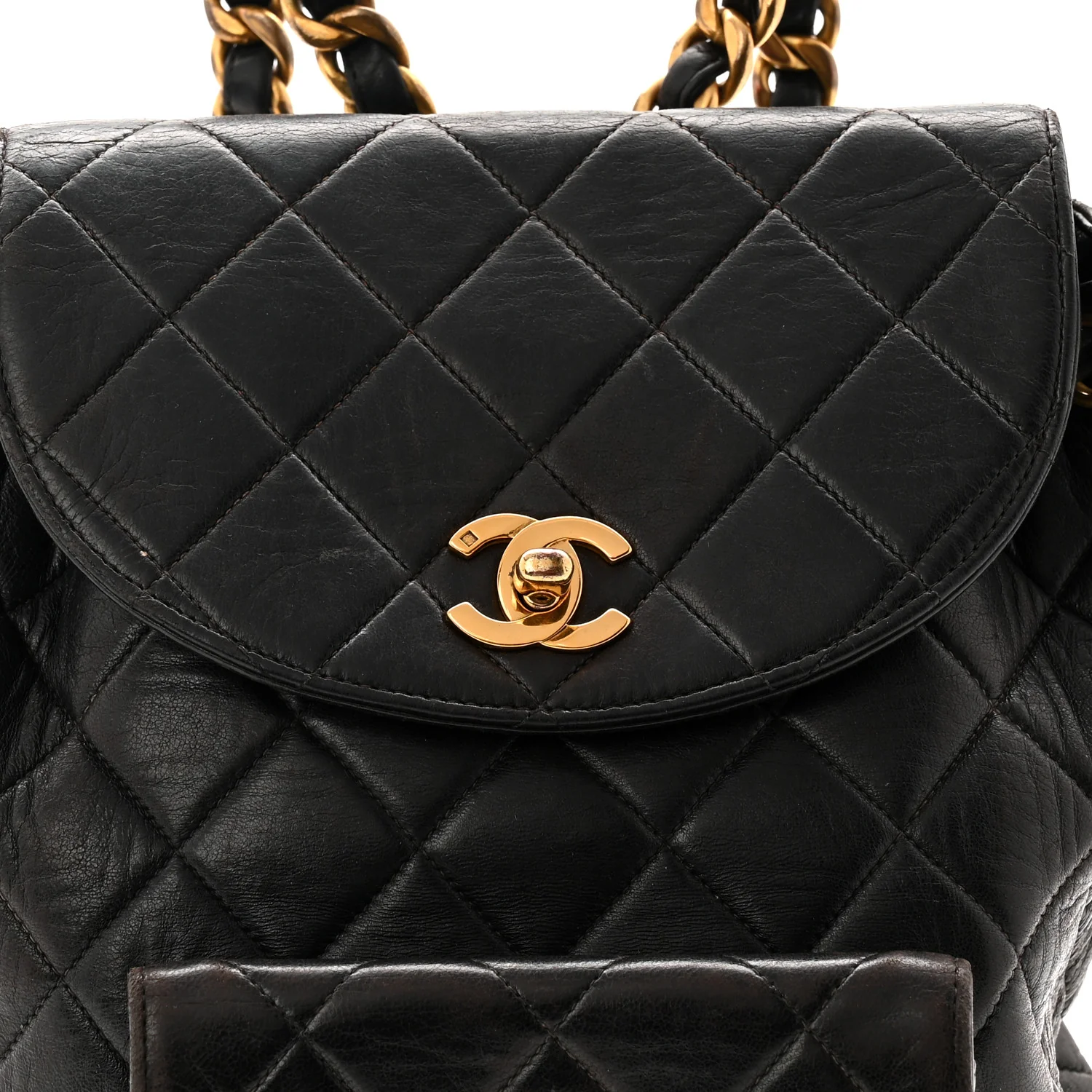 Lambskin Quilted Drawstring Backpack Black - Top Club
