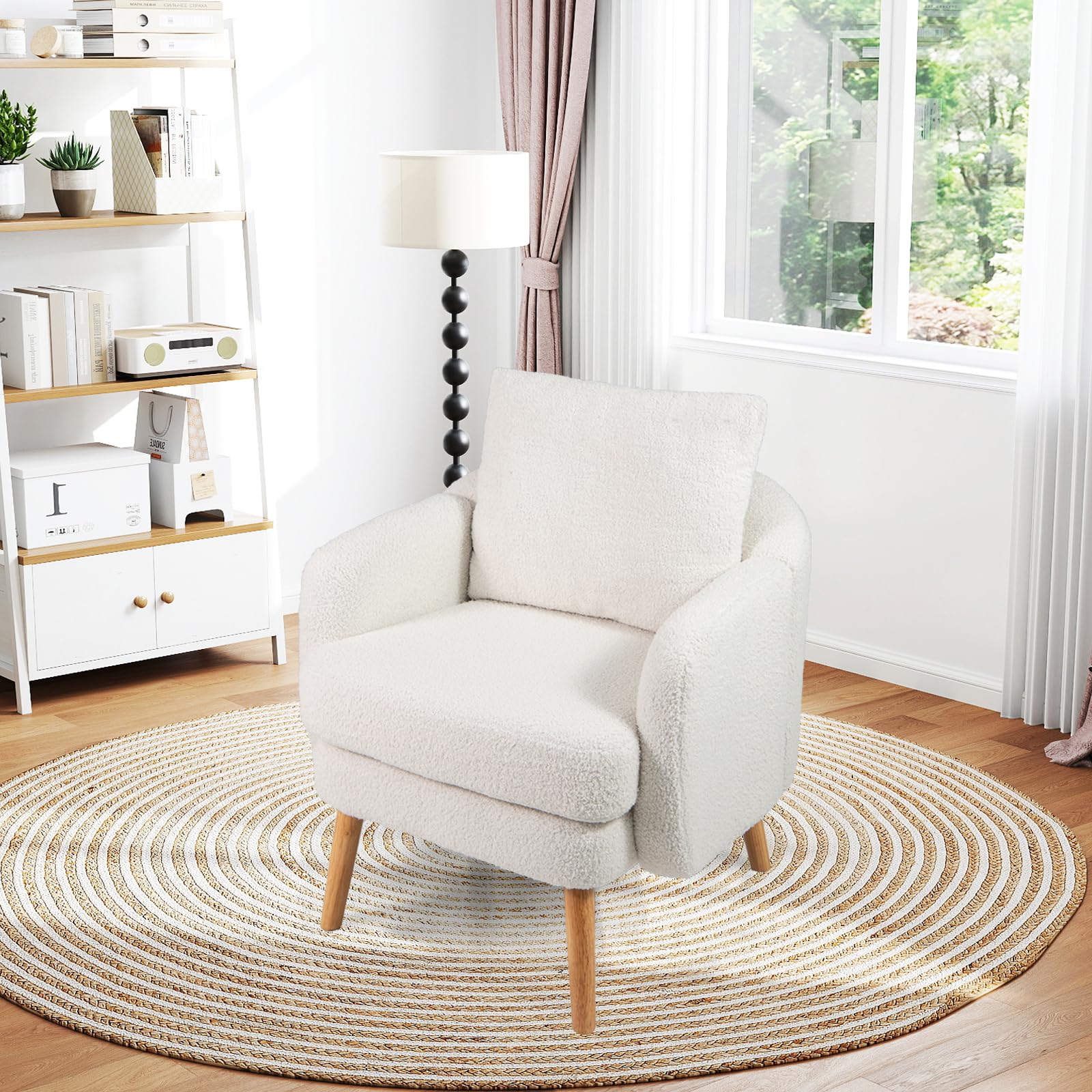 BEFOUNDLOVELY Sherpa Accent Chair Upholstered Armchair with Seat Cushion
