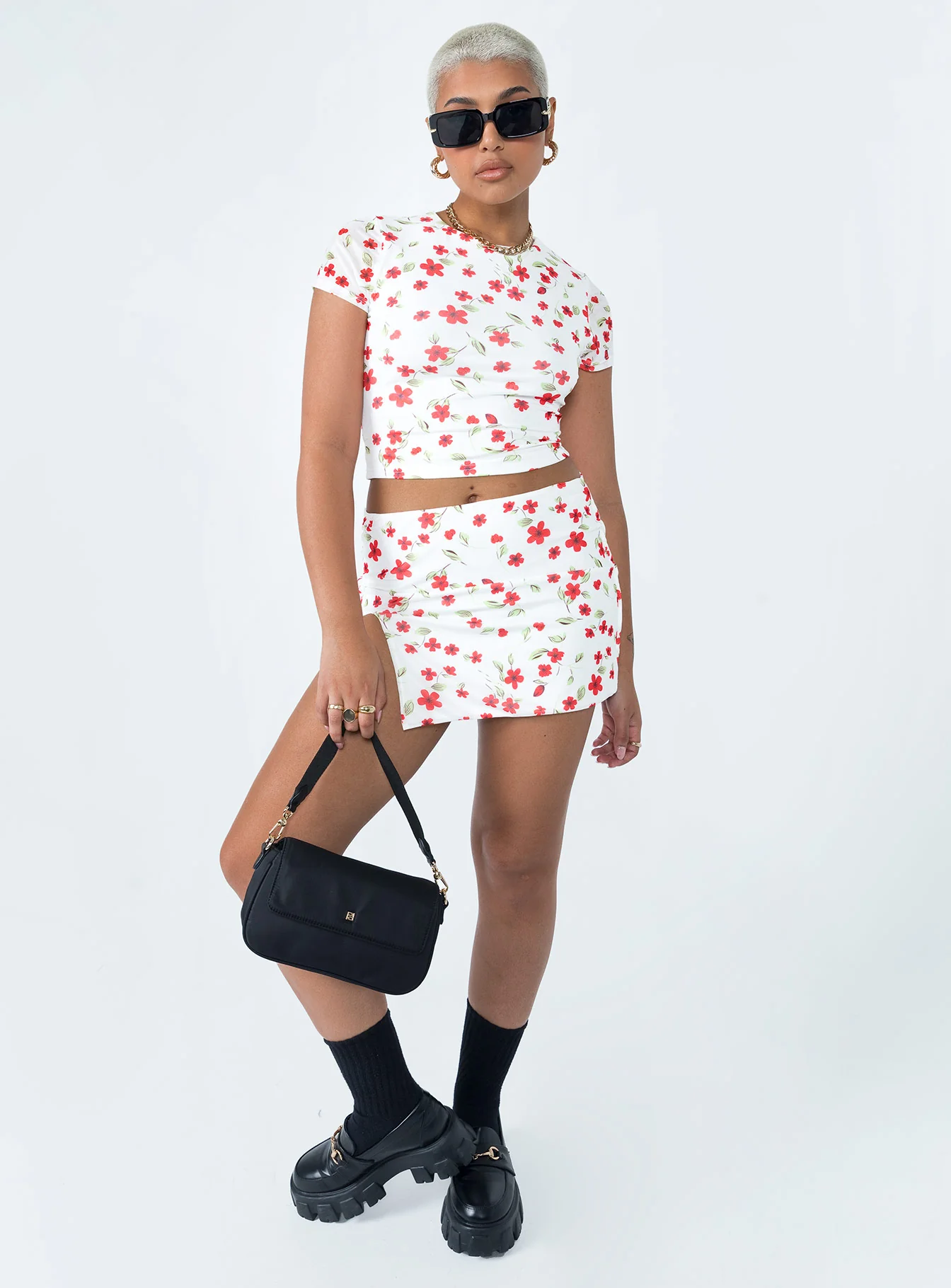 Bold Move Mini Skirt White Floral