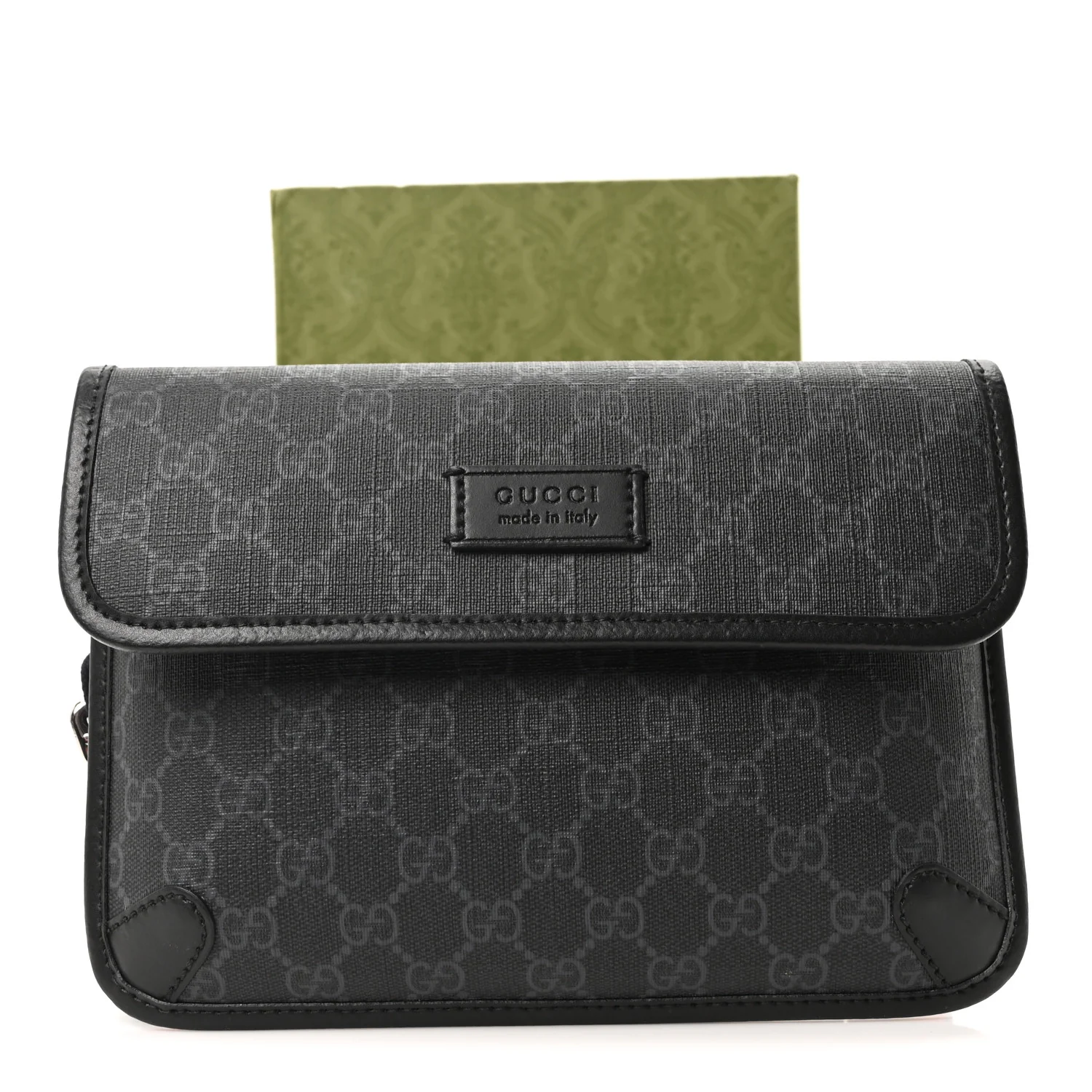 GG Supreme Monogram Web Slim Belt Bag Black Grey - Top Club
