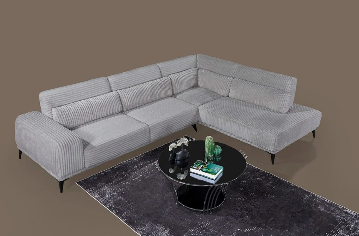 Luxury corner sofa with adjustable backrests gray / black 330 x 240 cm