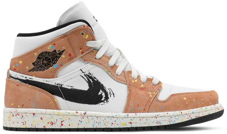 Air Jordan 1 Mid SE  Brushstroke Paint Splatter  DA8005-100 - Sneaker Replica Workshop