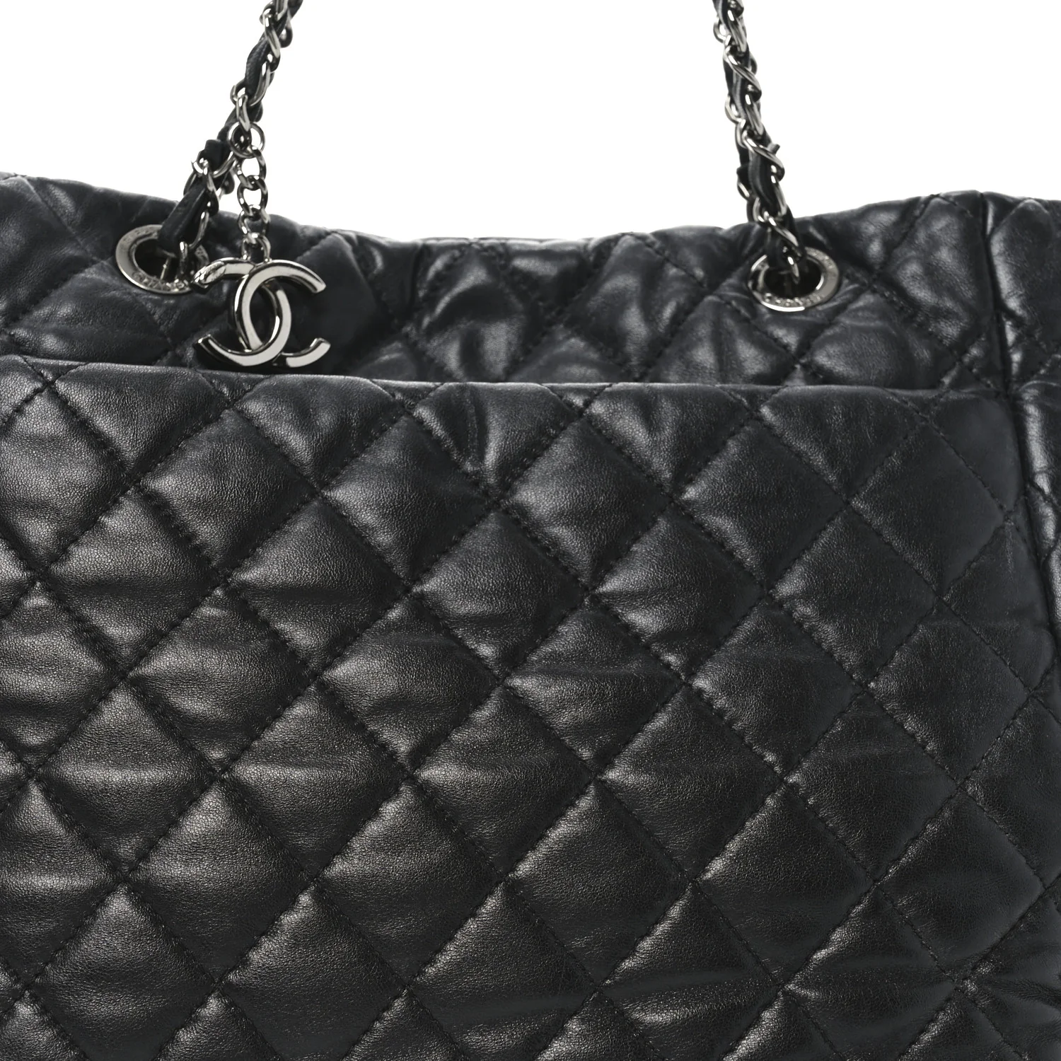 Lambskin Quilted Week End on Mars Tote Black - Top Club