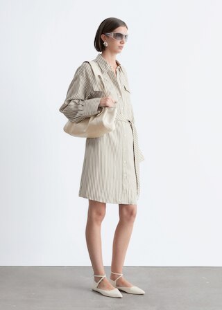 & Other Stories TIE-BELT MINI SHIRT DRESS