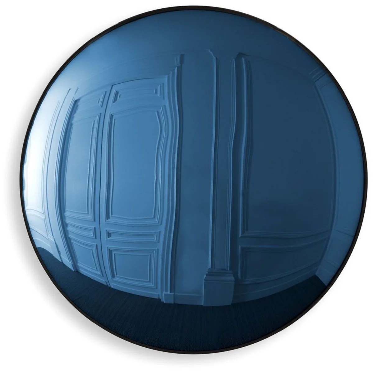 Luxury mirror blue / black Ø 91 cm - Round convex wall mirror - Luxury furniture
