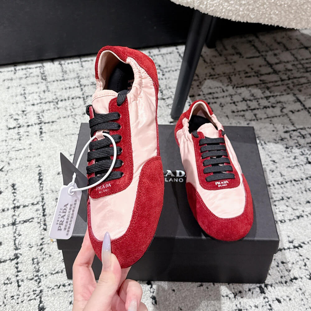 PRADA Collapse Re-Nylon and suede elasticized sneakers - Top Club