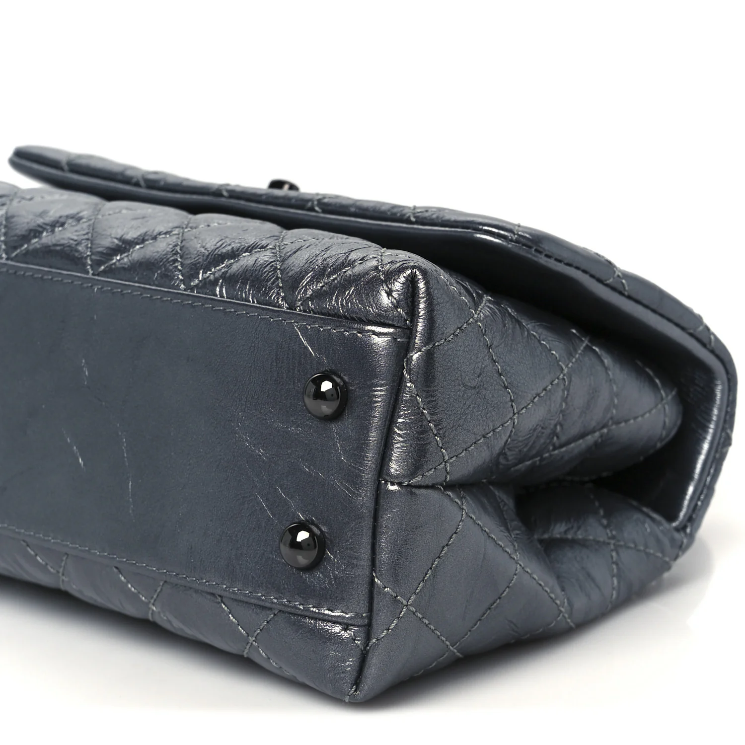 Metallic Aged Calfskin Quilted Mini Coco Handle Flap Charcoal - Top Club
