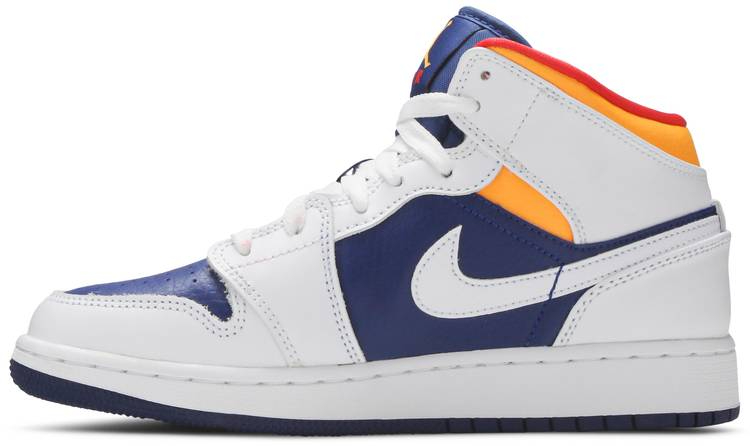 Air Jordan 1 Mid GS  White Deep Royal Blue  554725-131 - Sneaker Replica Workshop