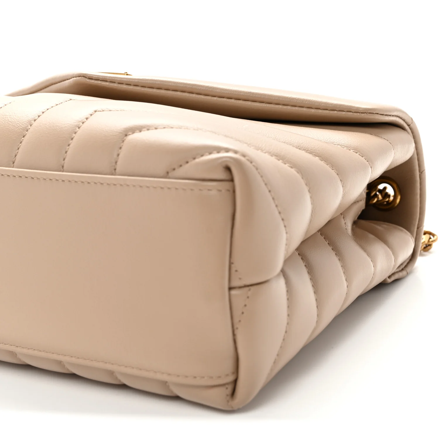 Calfskin Y Quilted Monogram Small Loulou Chain Satchel Dark Beige - Top Club