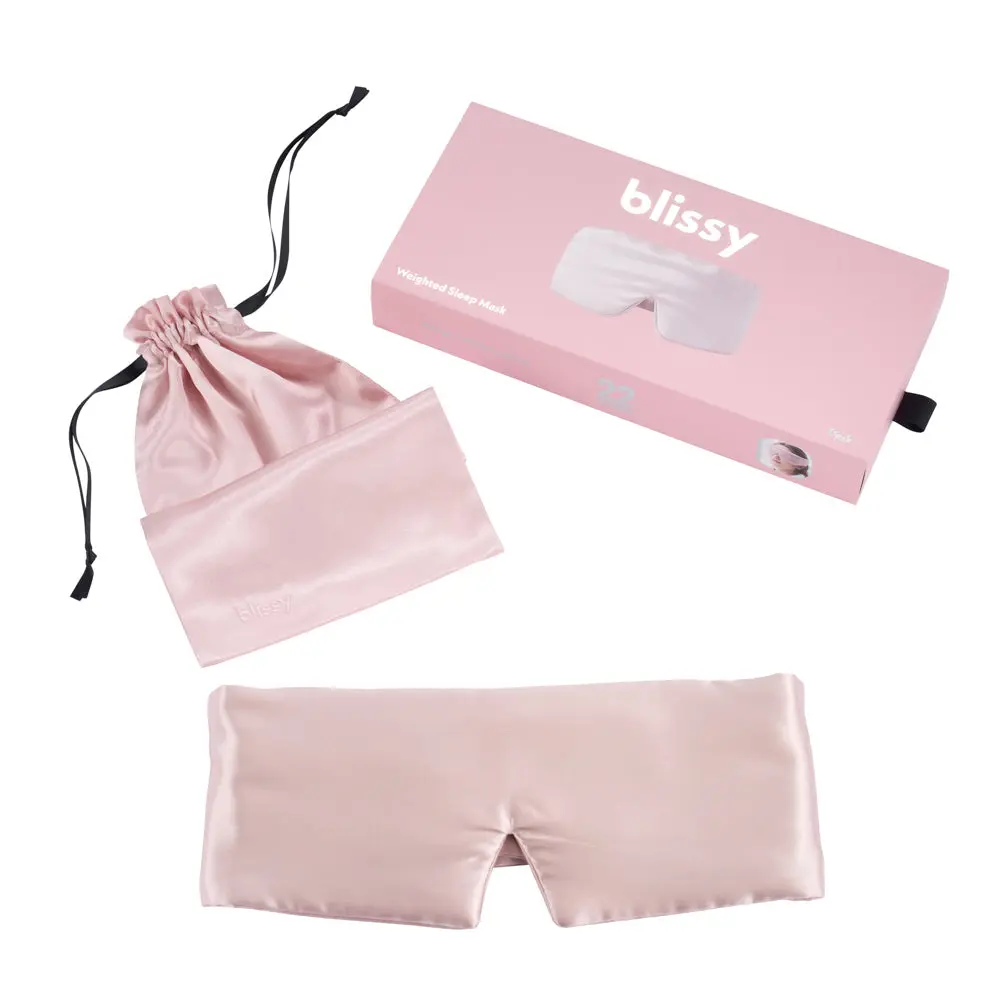 Blissy Weighted Silk Sleep Mask – 100% Mulberry Silk – Calming, Age-Defying & Total Blackout Sleep