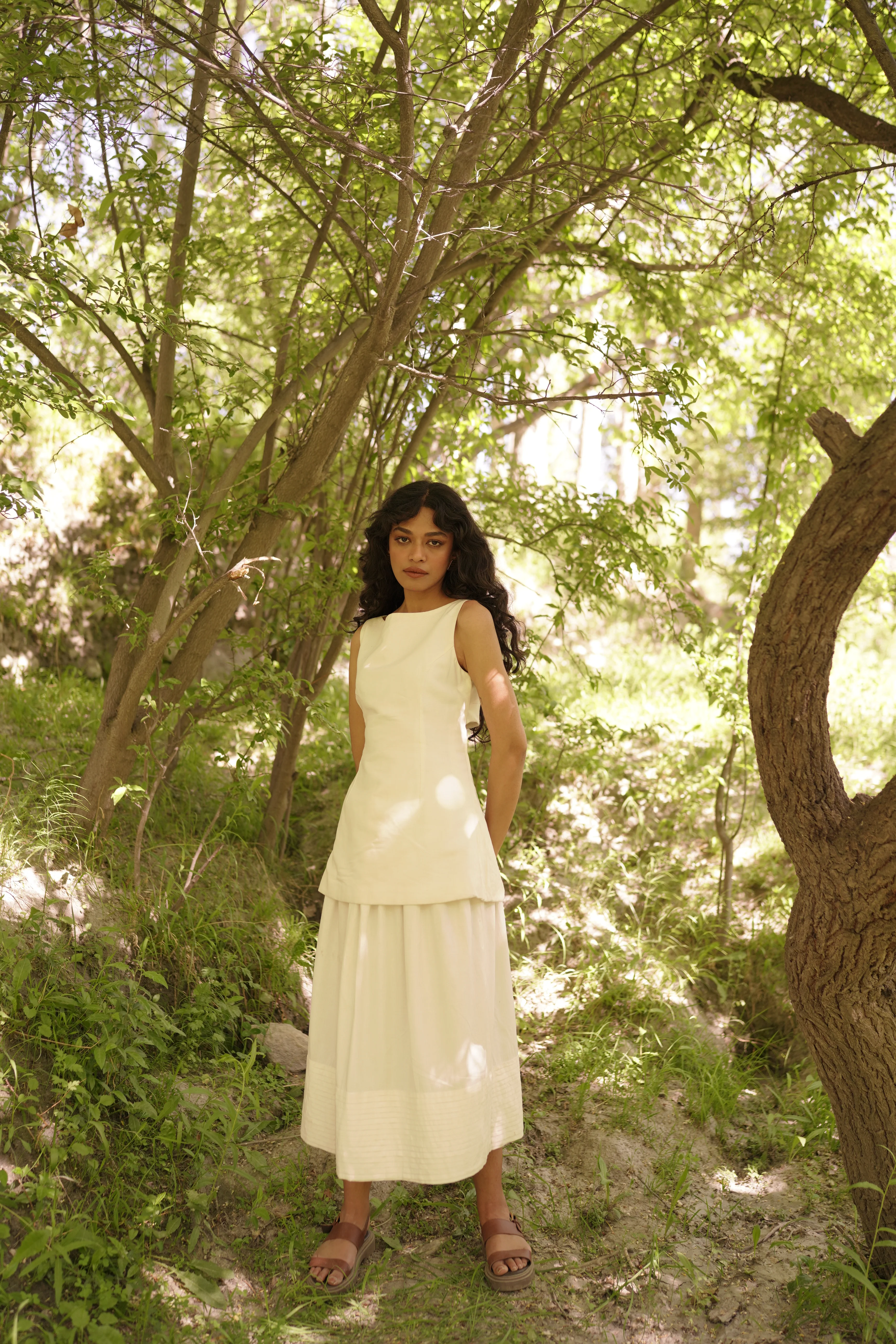 Pleated Back Bow Skirt Set - XYPARS