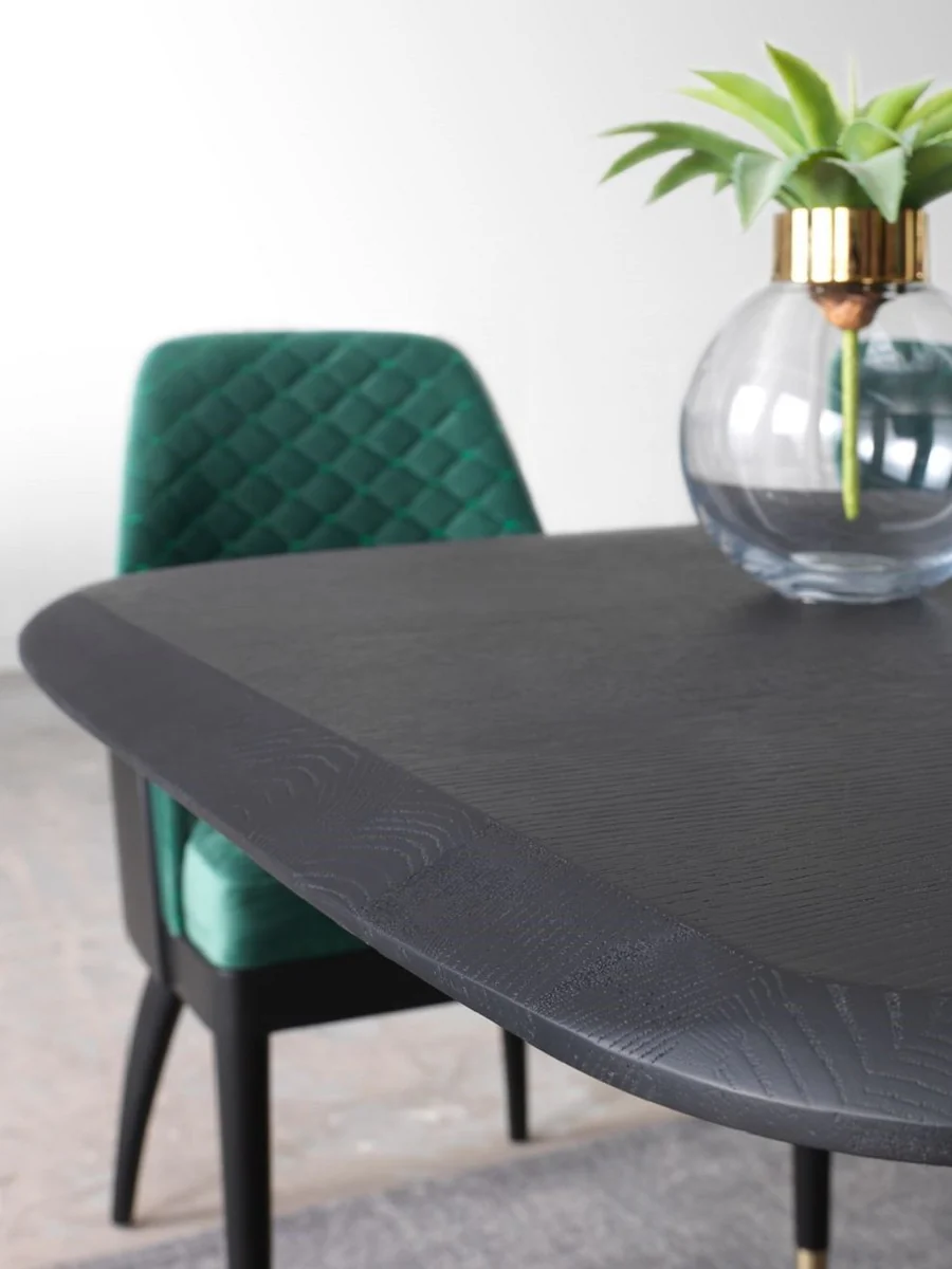 Luxury dining table black / antique brass 240 x 100 x H. 75 cm - Dining room table with solid wood table top - Dining room furniture - Luxury furniture - Luxury dining room furnishings