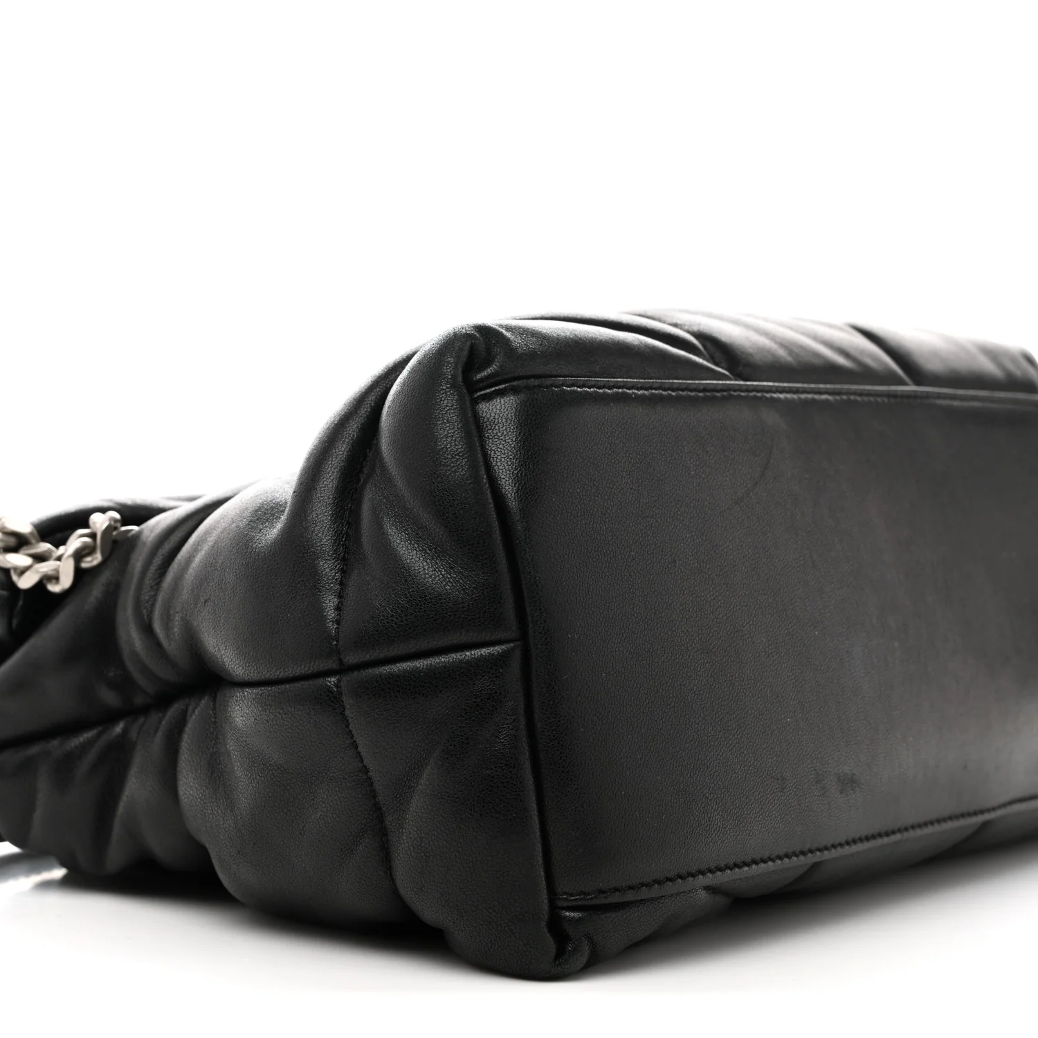 Lambskin Quilted Medium Loulou Puffer Monogram Chain Satchel Black - Top Club