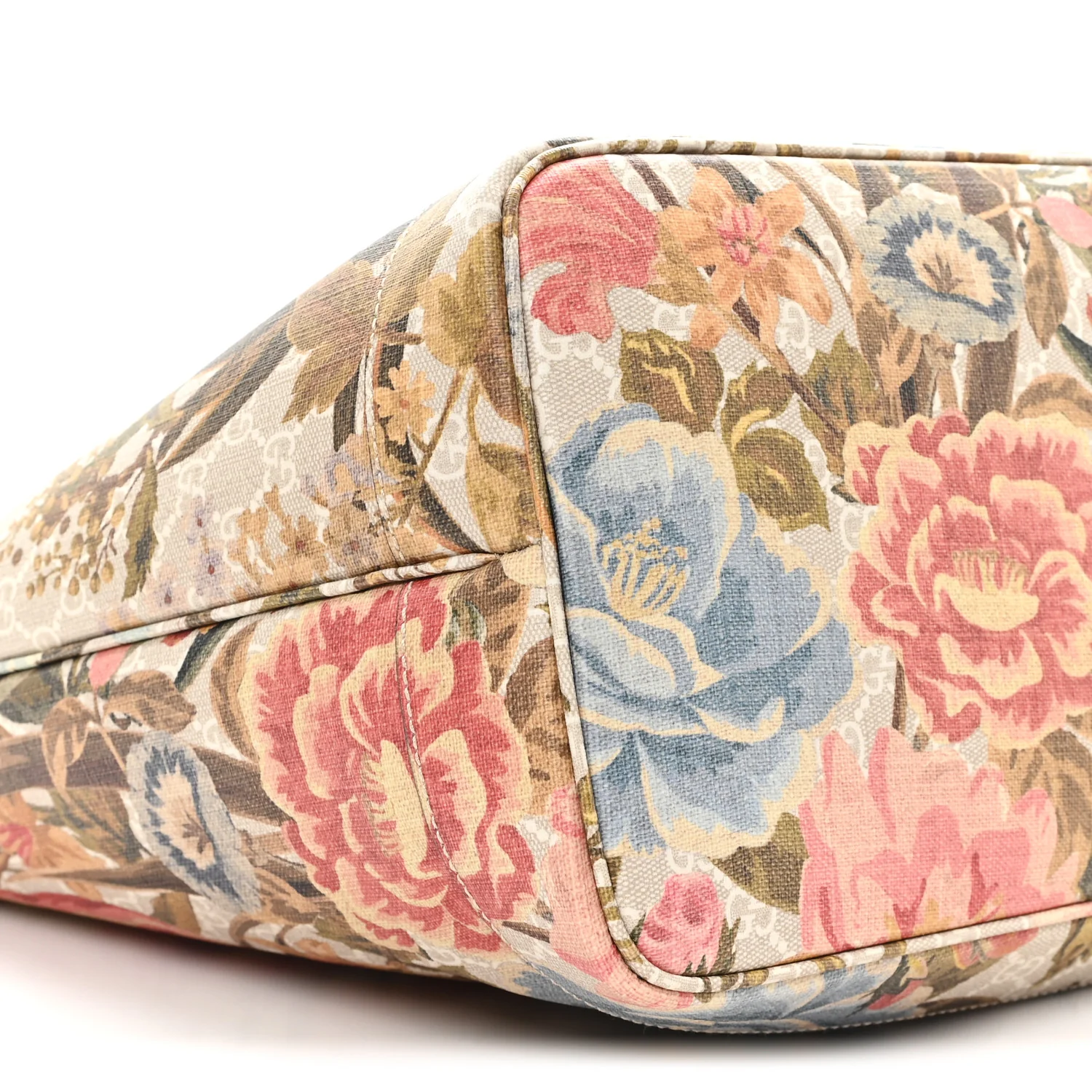 GG Supreme Monogram Water Flora Web Large Ophidia Tote Beige White Multicolor - Top Club