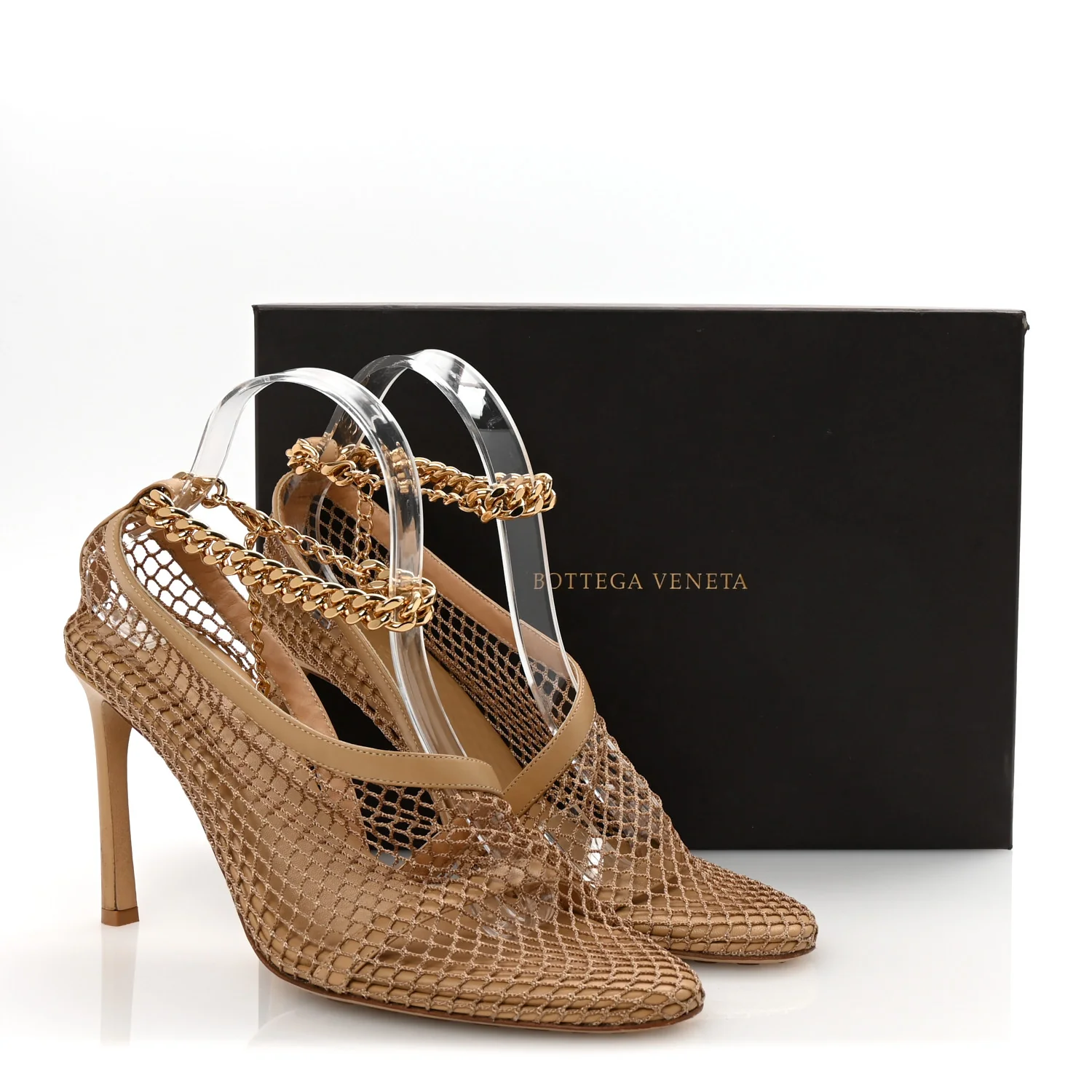 Mesh Nappa Chunky Chain Sandals 39.5 Beige Pony - Top Club