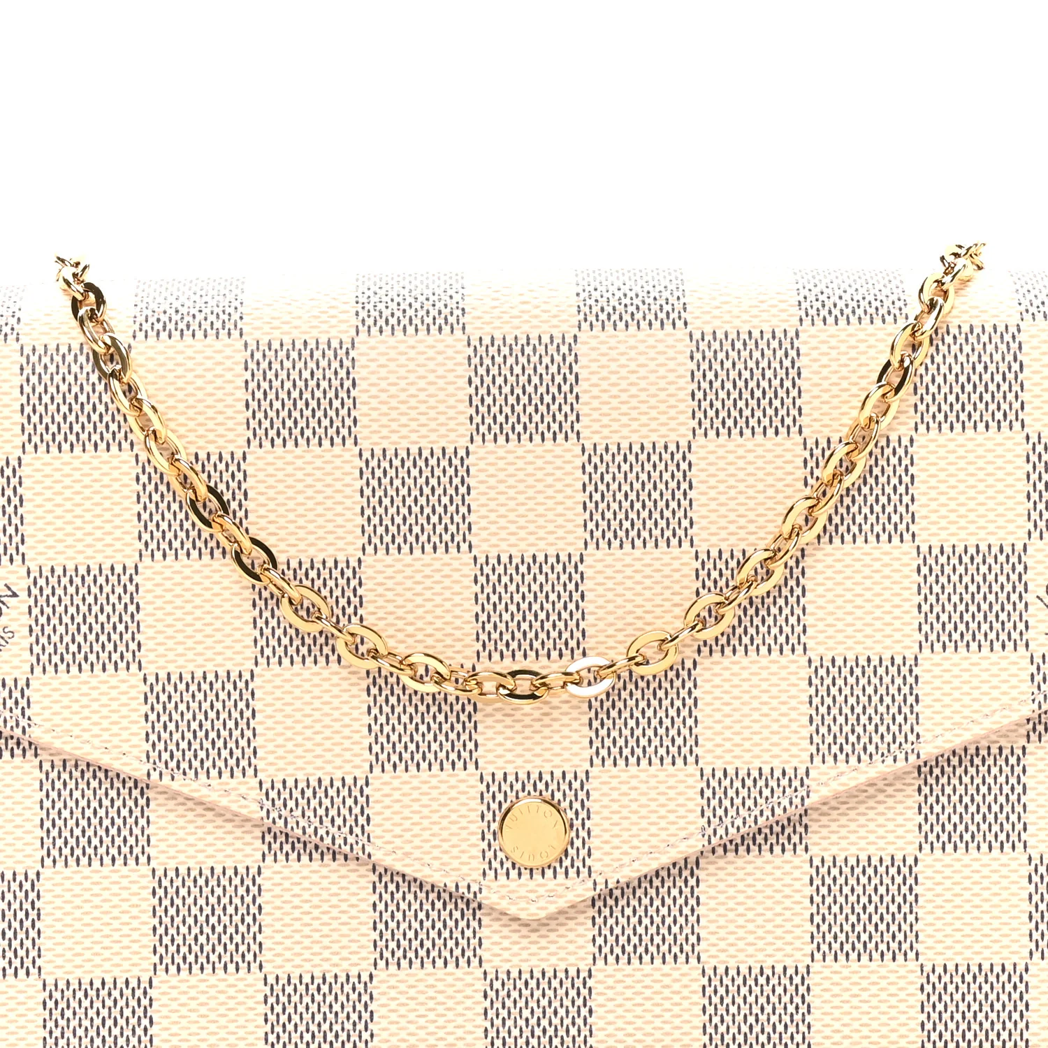 Damier Azur Pochette Felicie Chain Wallet Rose Ballerine - Top Club