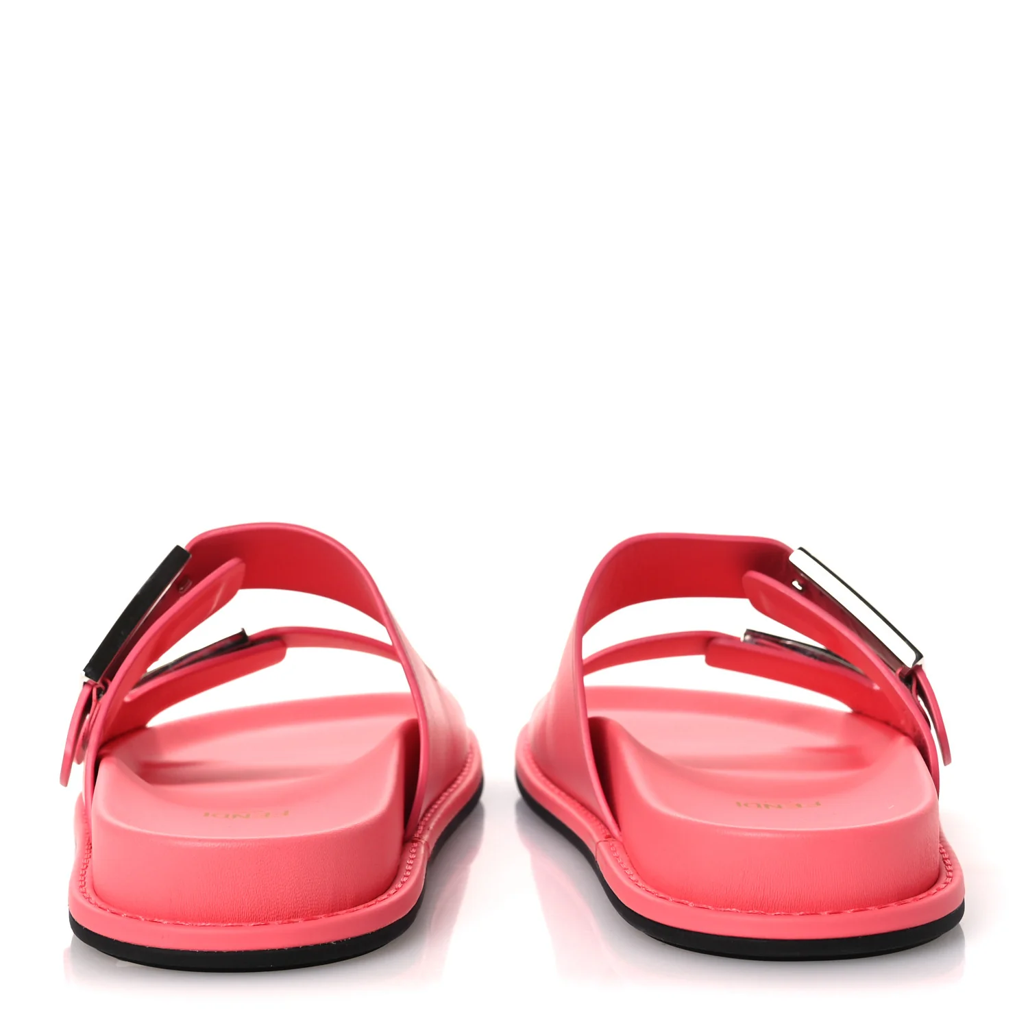Vitello Fendi Feel Buckled Slide Sandals 38 Pink Dalia - Top Club