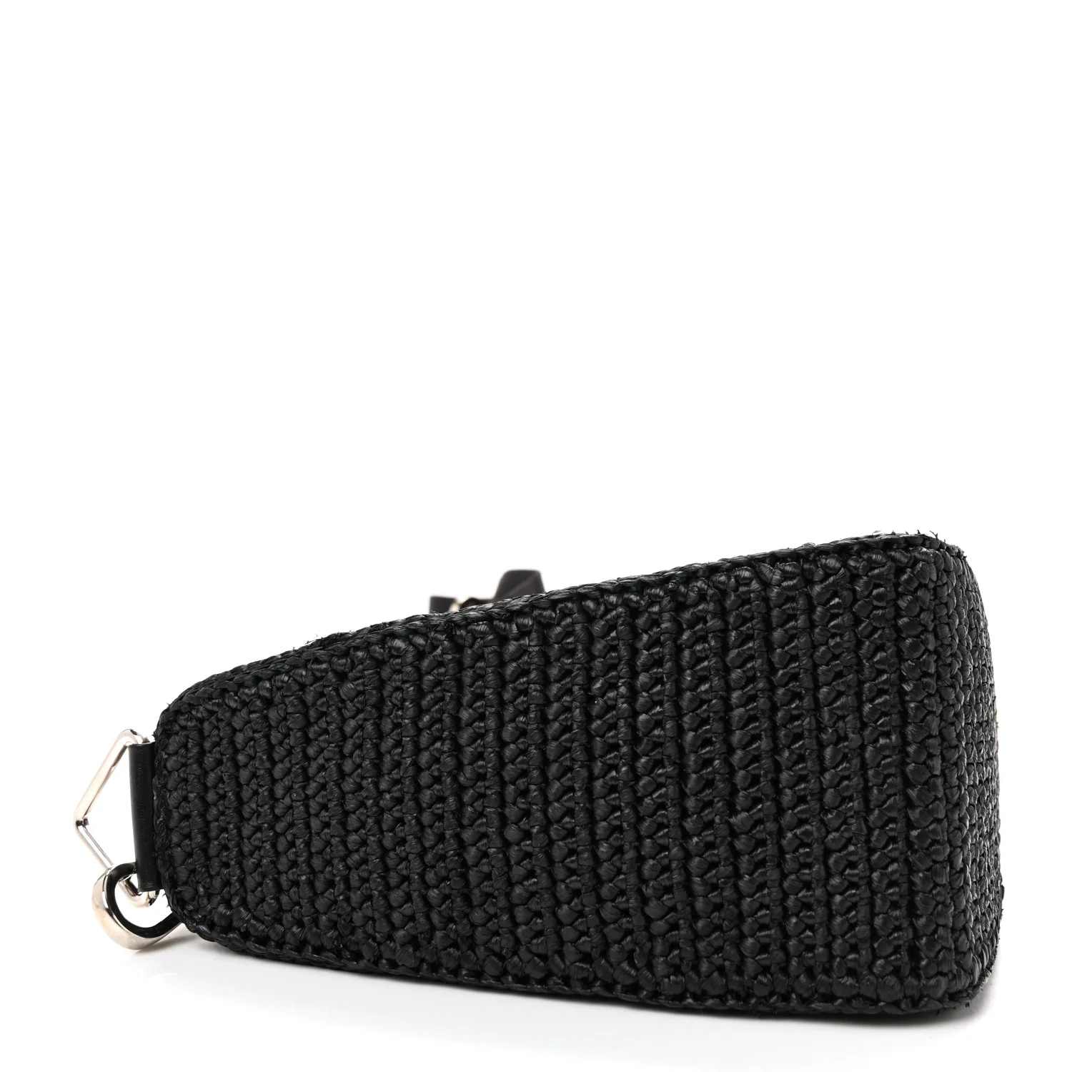 Yarn Raffia Effect Crochet Triangle Shoulder Bag Black - Top Club