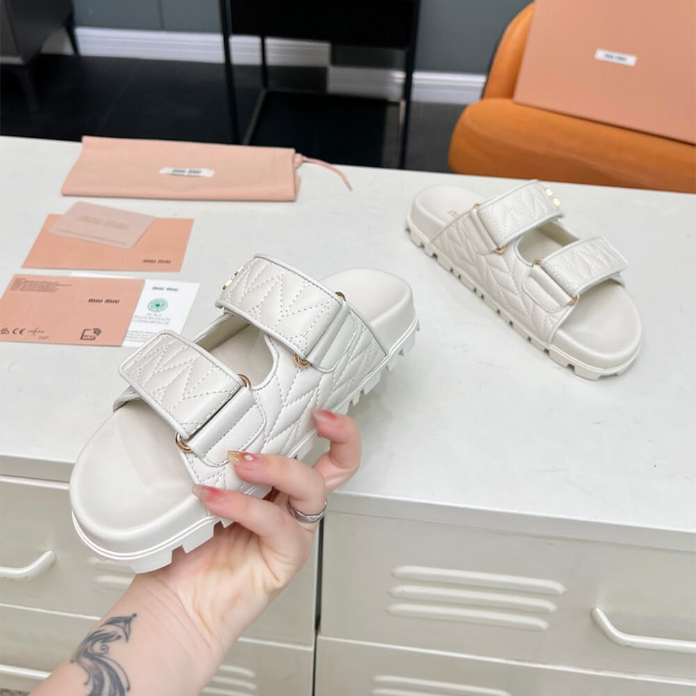 MiuMiu Matelass?? nappa leather slides - Top Club